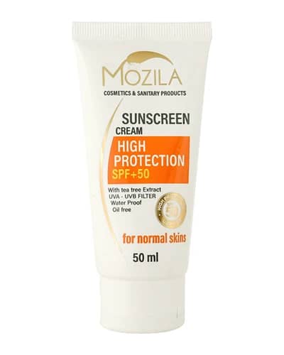 کرم ضد آفتاب بی رنگ پوست نرمال SPF 50 موزیلا 50ml