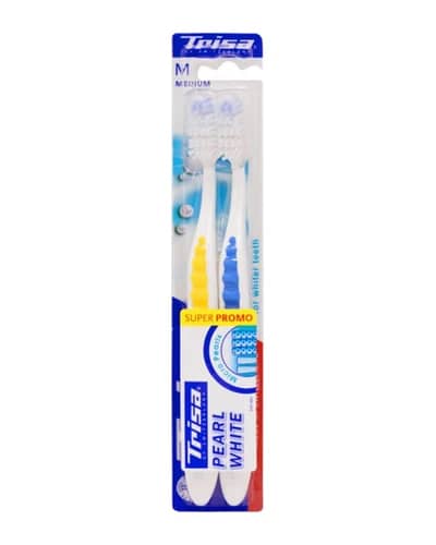 پک دو عددی مسواک Pearl White با برس متوسط تریزا