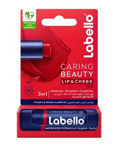 بالم لب دو کاره لبلو مدل Caring Beauty Lip & Cheek Red SPF3