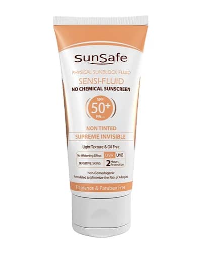 ضد آفتاب فلوئیدی فیزیکال مناسب پوست حساس +SPF50 سان سیف