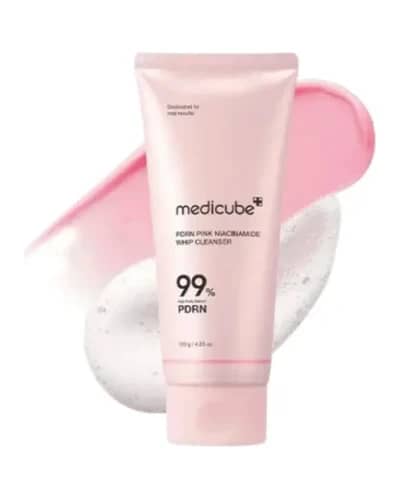 فوم شوینده صورت روشن‌ کننده حاوی PDRN و نیاسینامید مدی‌کیوب مدل PDRN Pink Niacinamide Whip
