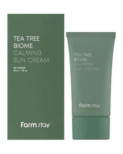 کرم ضد آفتاب تسکین دهنده و ترمیم کننده درخت چای فارم استی مدل Tea Tree Blome