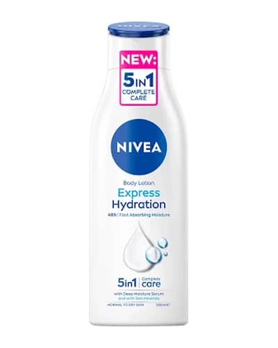 لوسیون آبرسان حاوی مواد معدنی دریایی مناسب پوست معمولی تا خشک نیوآ مدل Express Hydration