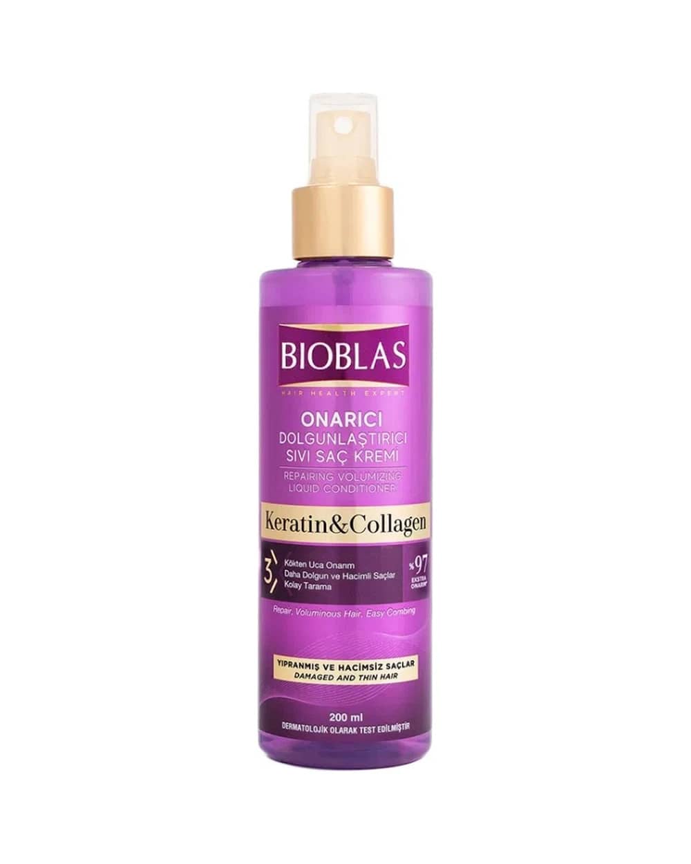 اسپری دوفاز مو ضد ریزش و مناسب موهای ضعیف بیوبلاس مدل Collagen & Keratin