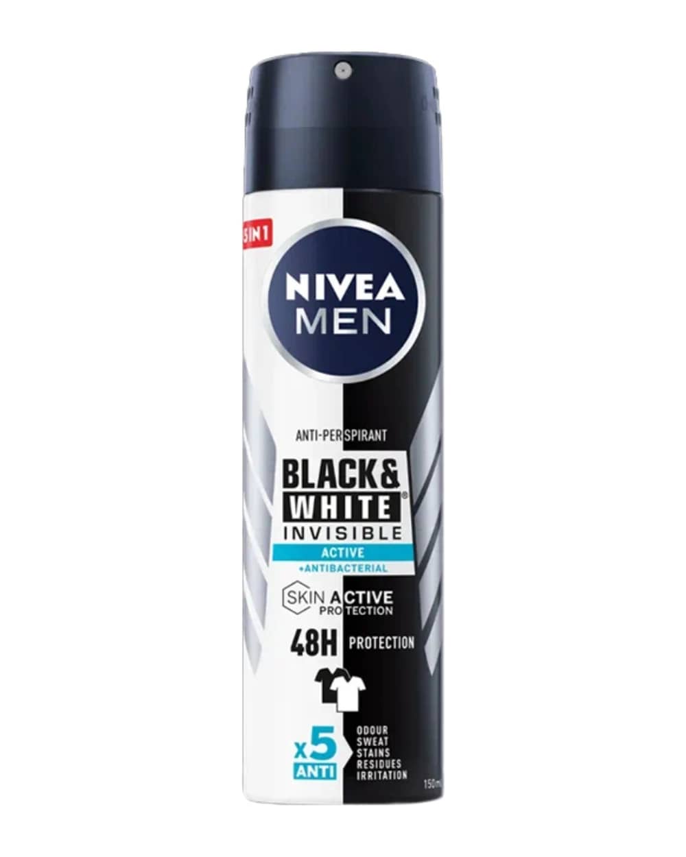 اسپری ضد تعریق مردانه Invisible Black & White Active نیوا 150ml