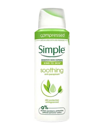 اسپری ضد تعریق فاقد رایحه Soothing سیمپل 125ml