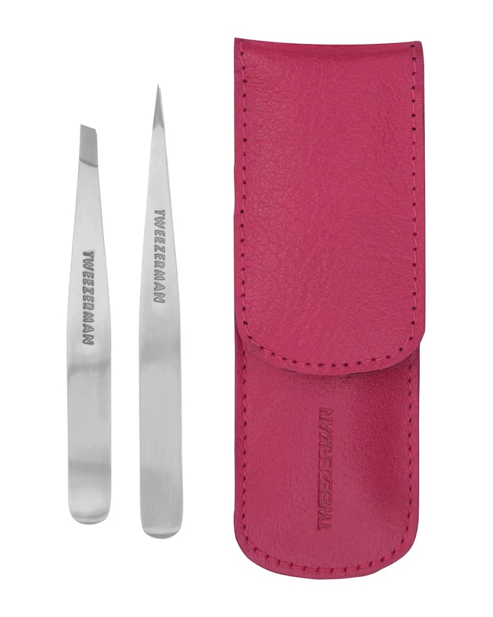 Tweezerman Set Pinzette in Custodia in Pelle - Rosa