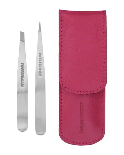 Tweezerman Set Pinzette in Custodia in Pelle - Rosa