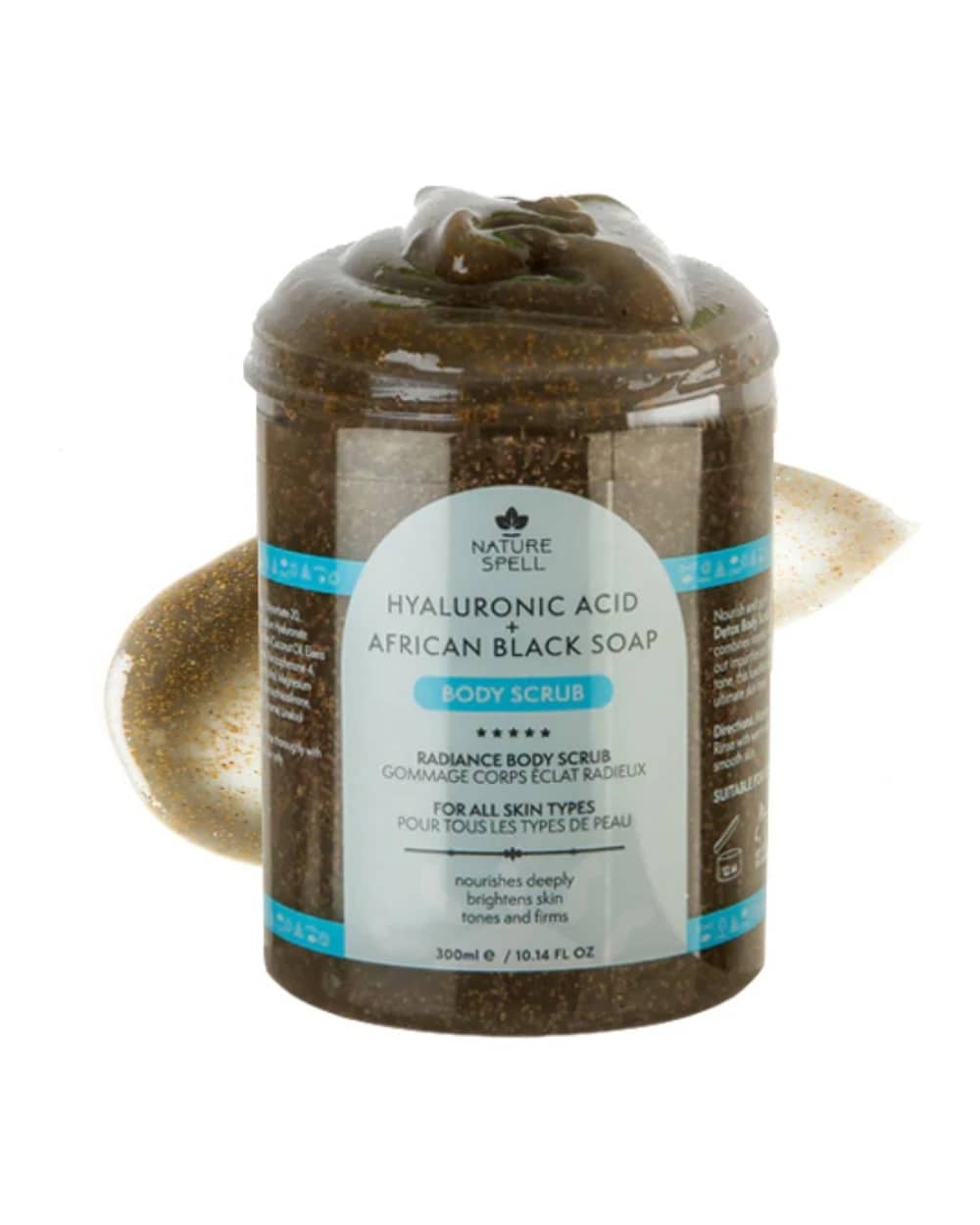 اسکراب بدن هیالورونیک اسید و صابون سیاه آفریقایی نیچر اسپل 300ml