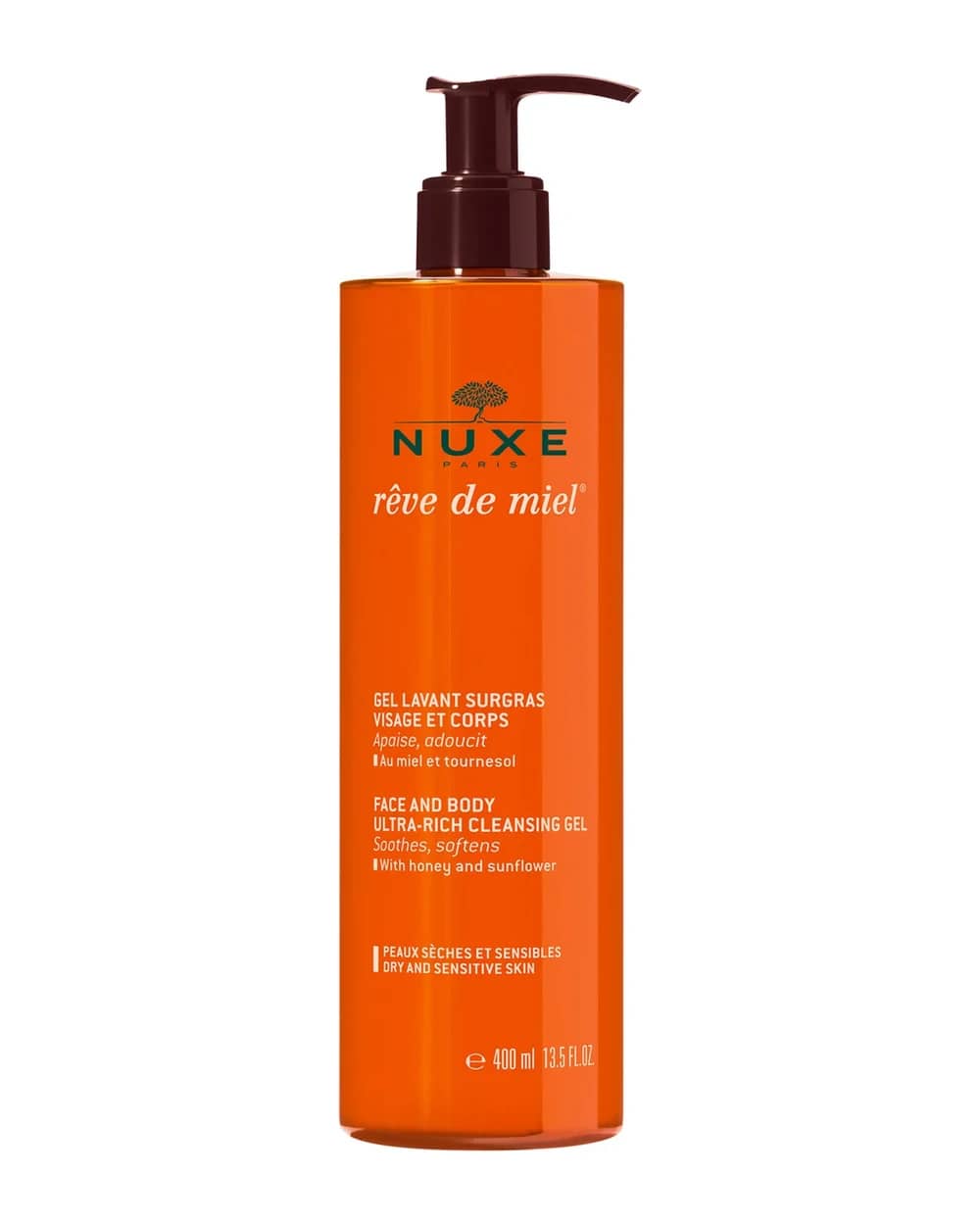 NUXE gel detergente pelli disidratate Rêve de Miel - viso e corpo (400 ml)