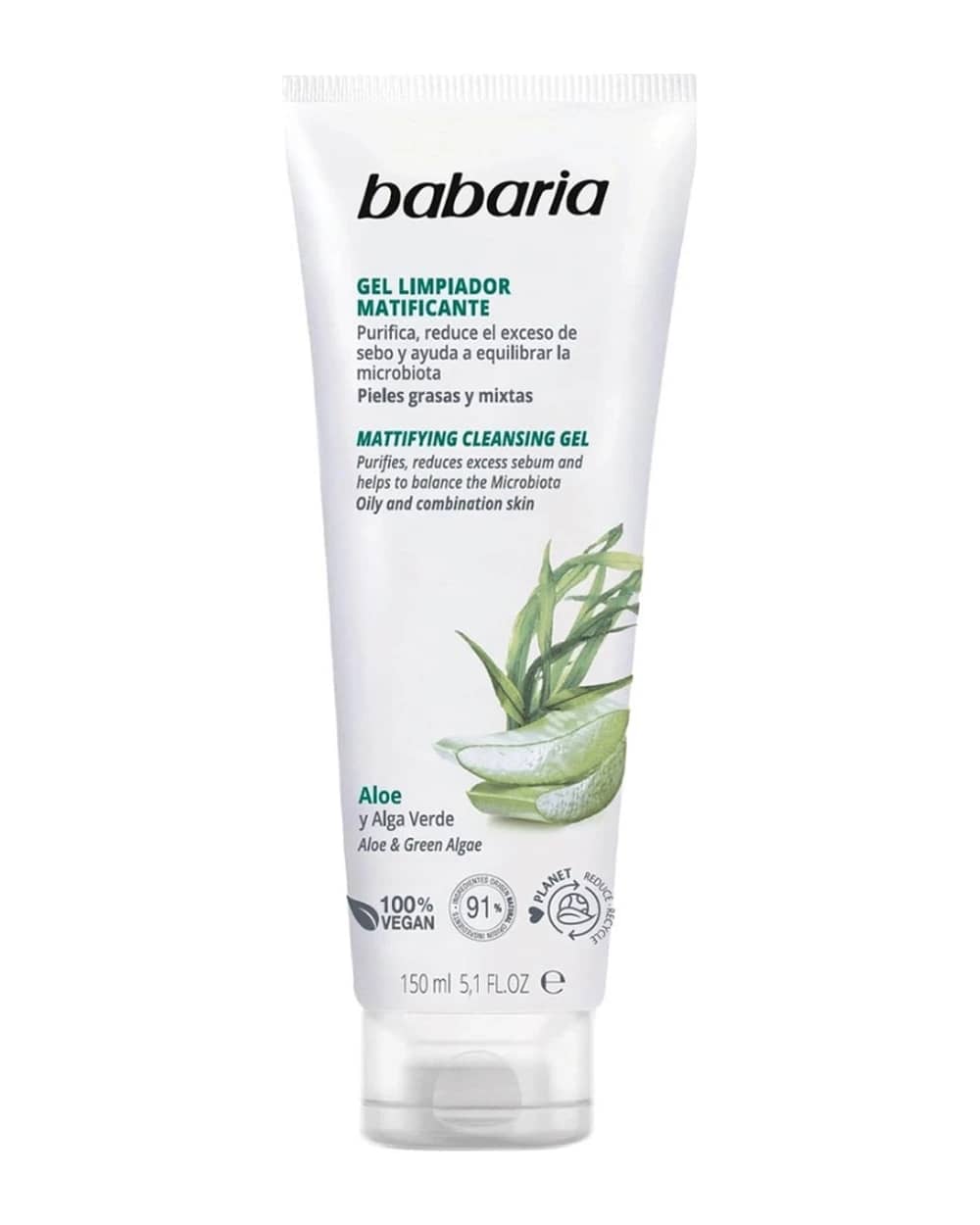 ژل شستشو عصاره آلوئه ورا و جلبک سبز Mattifying باباریا 150ml