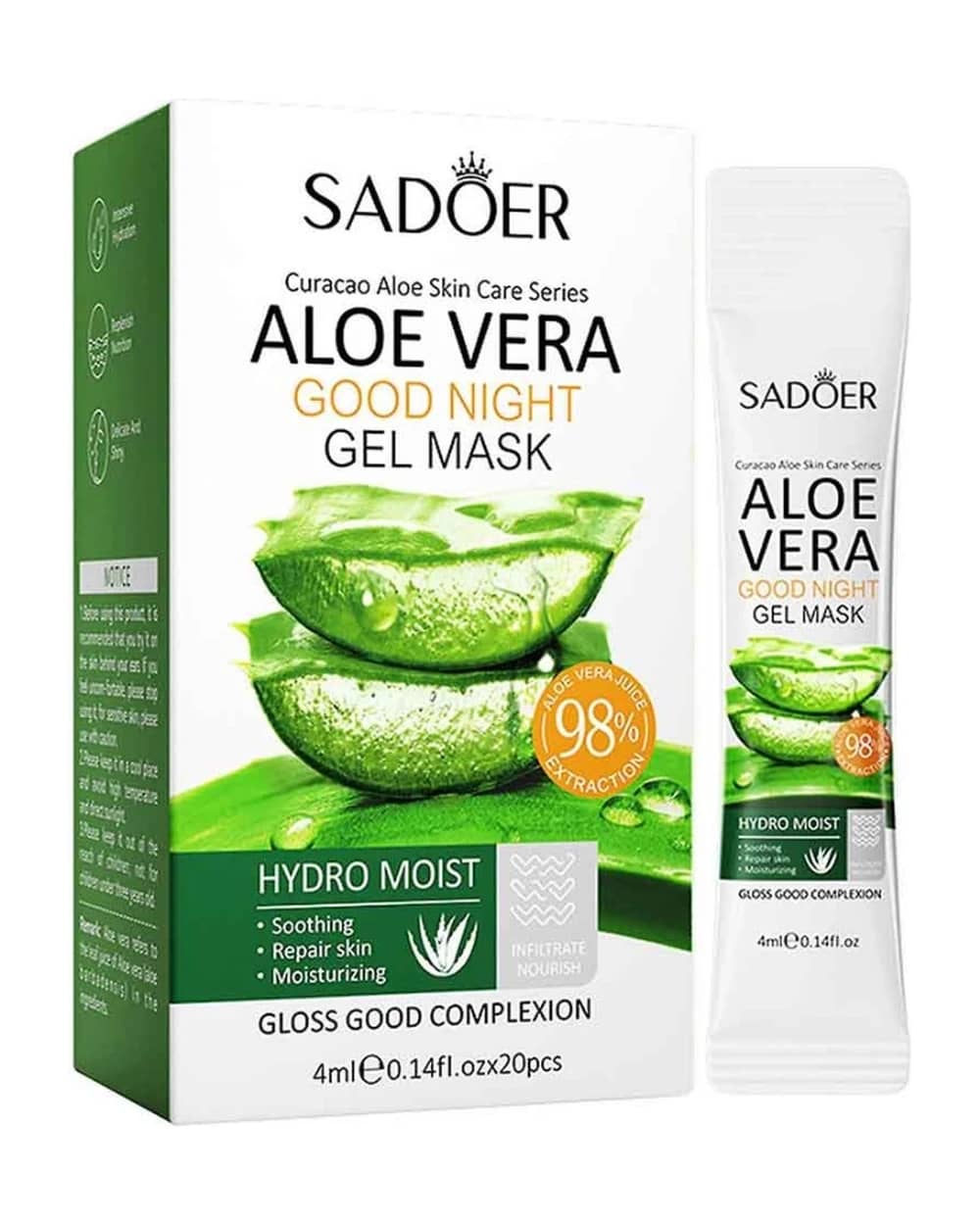 ماسک ساشه ای شب ژل آلوئه ورا Hydro Moist سادور 20 عددی