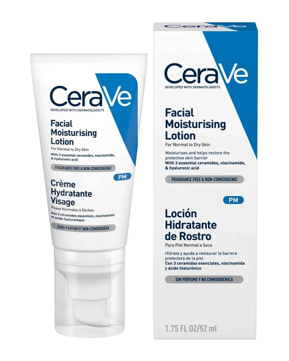 CeraVe PM Lozione Idratante per il Viso con Ceramidi per Pelle da Normale a Secca 52 ml