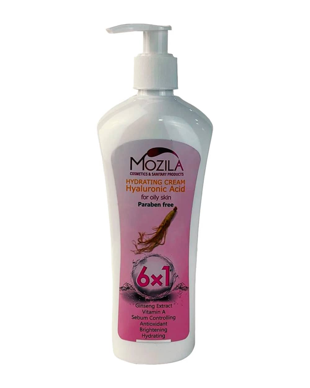 کرم پمپی آبرسان و مرطوب کننده حاوی هیالورونیک اسید و جینسنگ پوست چرب موزیلا 300ml
