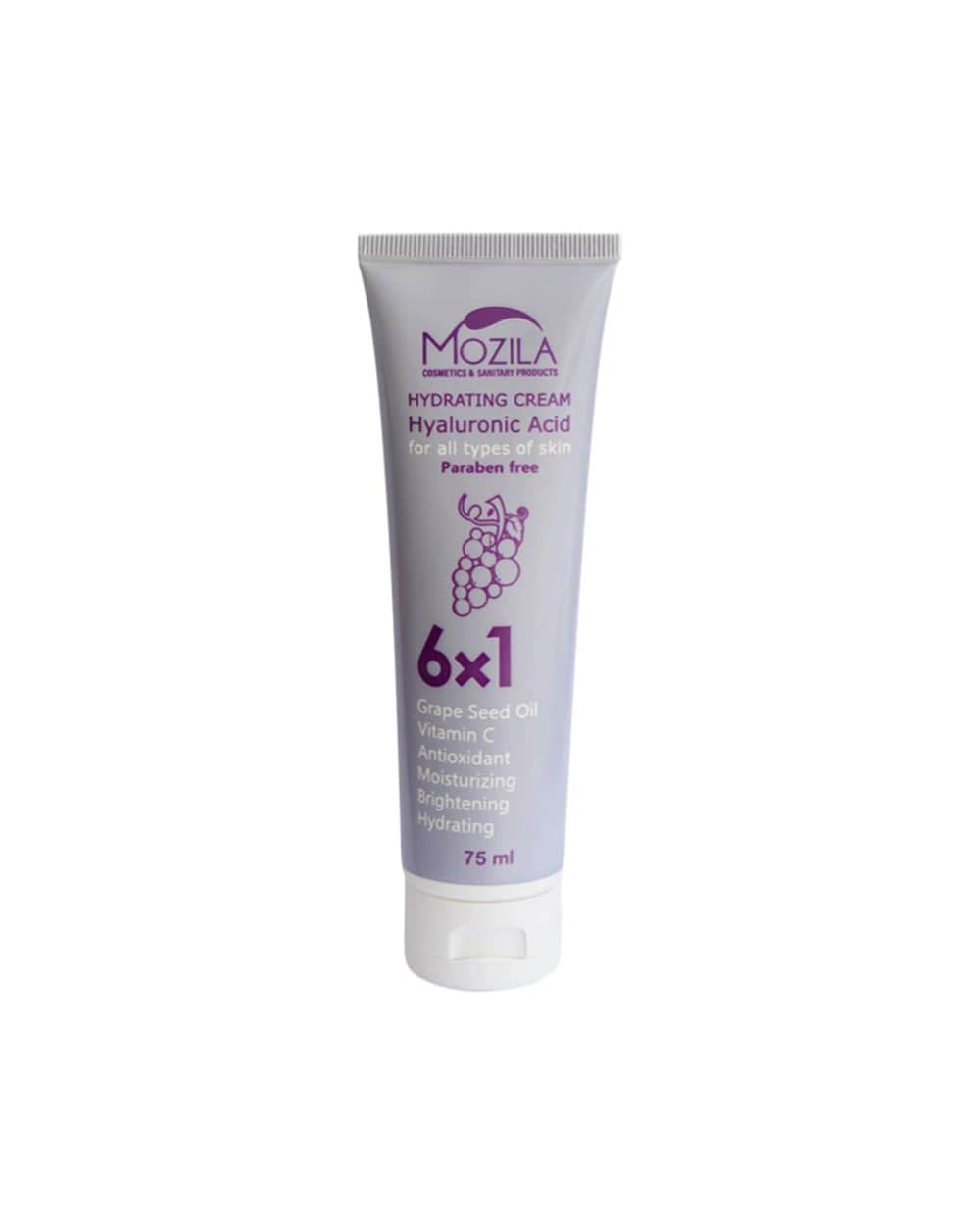 کرم آبرسان حاوی هیالورونیک اسید و روغن هسته انگور انواع پوست موزیلا 75ml