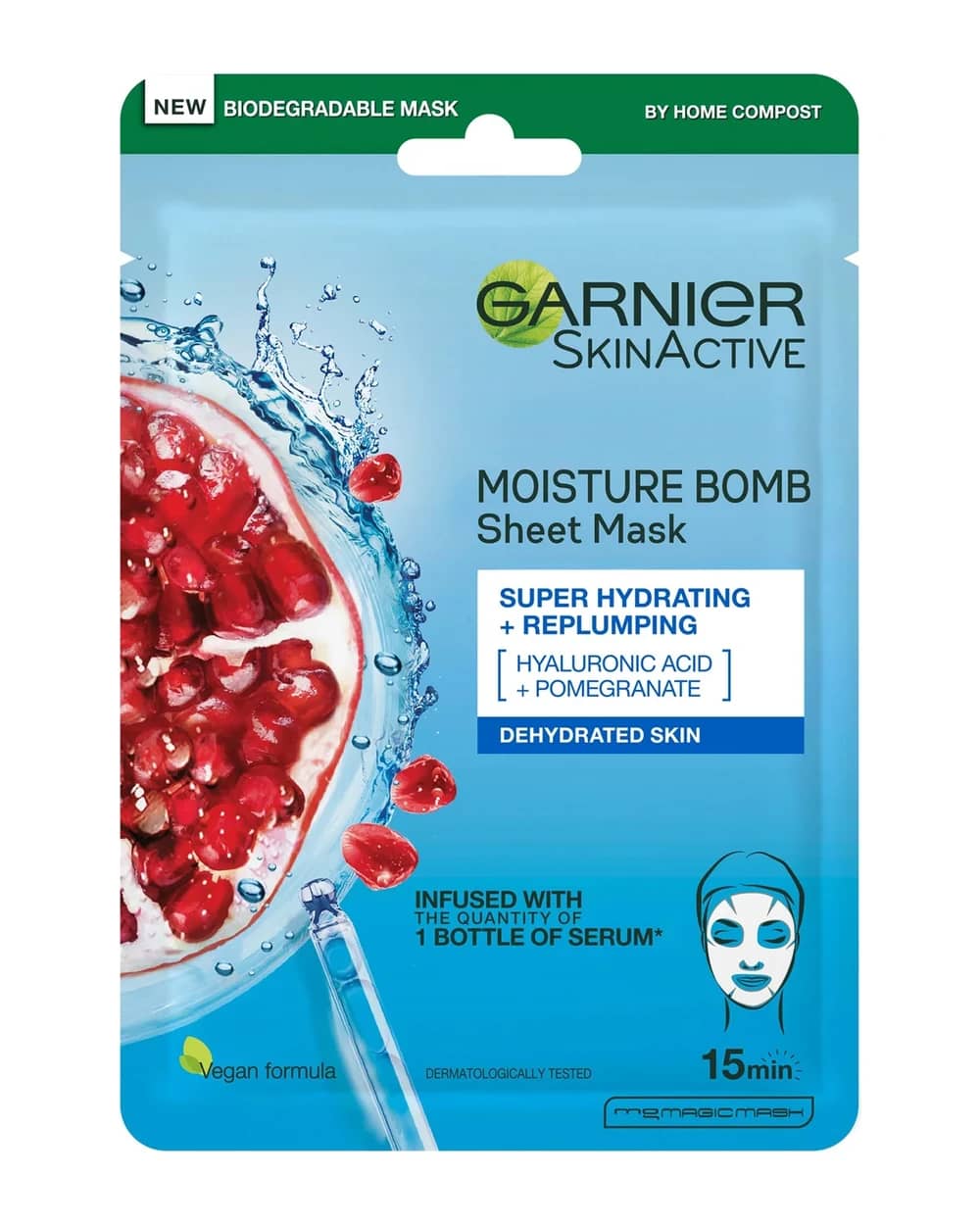 Garnier Moisture Bomb Maschera in Tessuto Idratante al Melograno