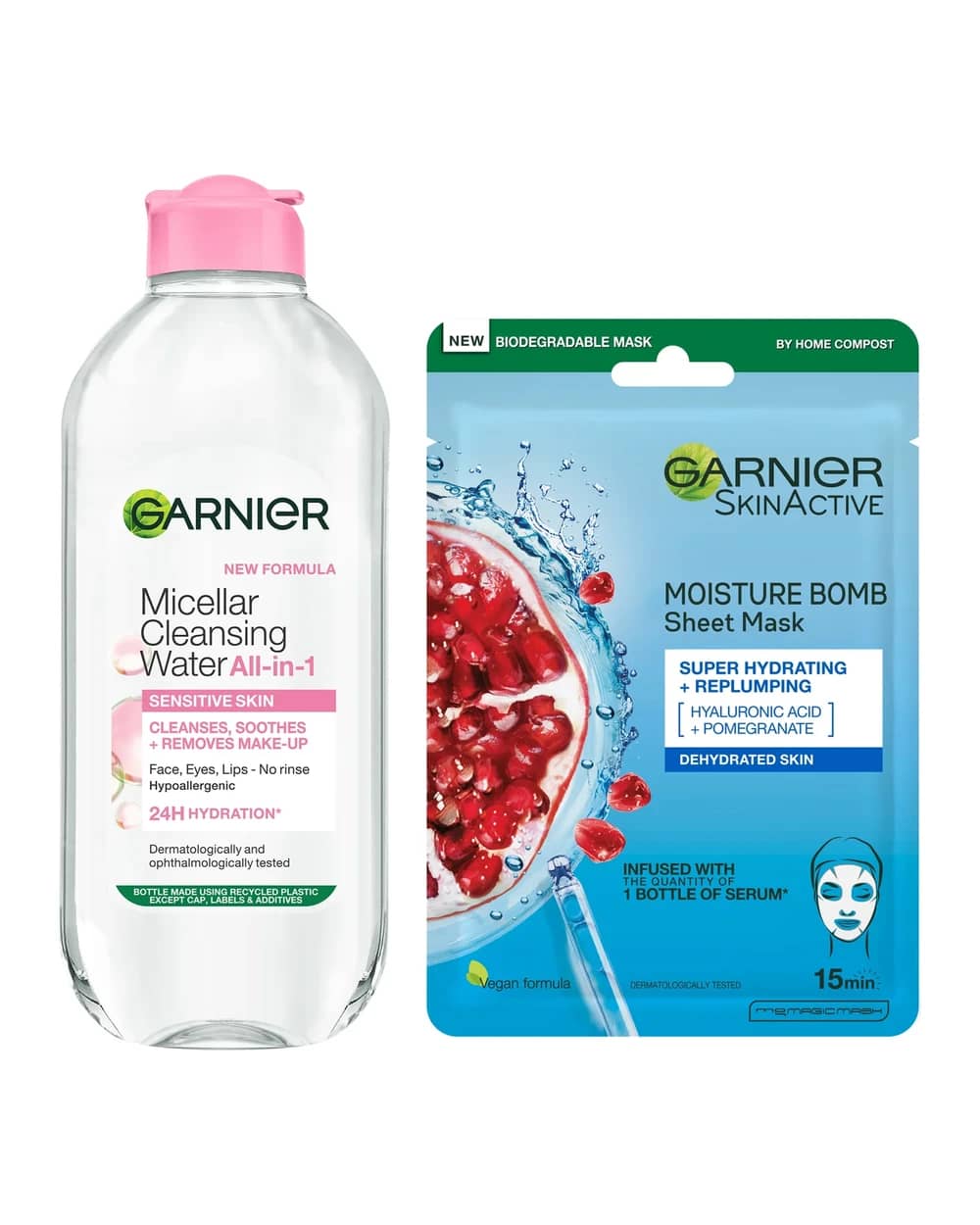 Garnier Micellar Water Sensitive Skin and Hydrating Face Sheet Mask for Dehydrated Skin Kit Exclusive