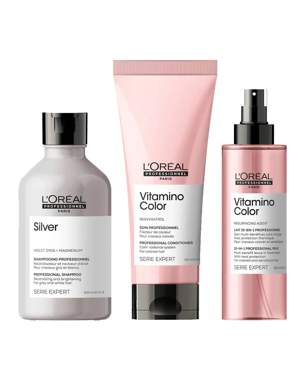 L'Oréal Professionnel Silver and Vitamino at Home Experts for Natural White/Grey Hair Bundle