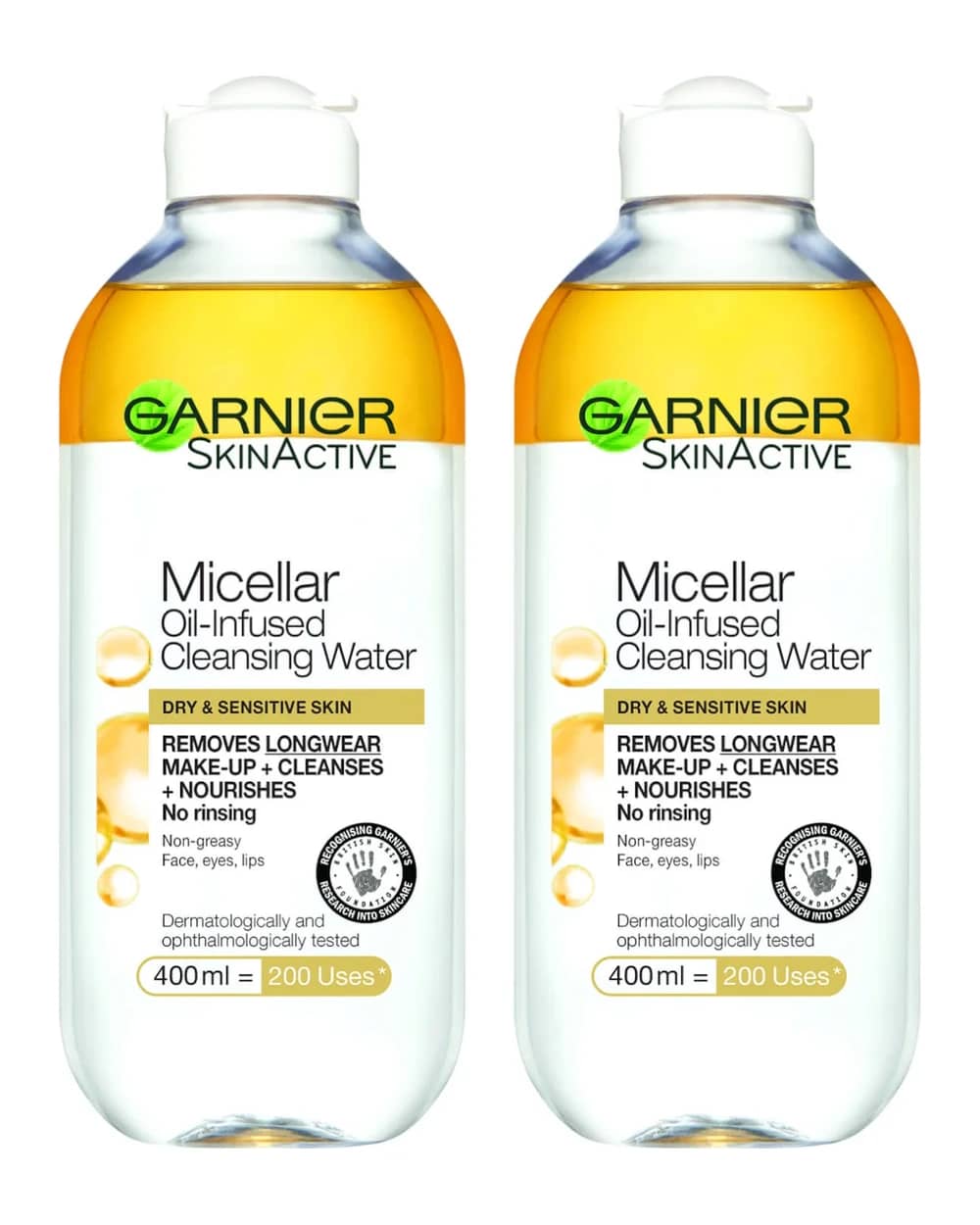 Garnier Micellar Water Oil Infused Facial Cleanser 400ml Duo Pack