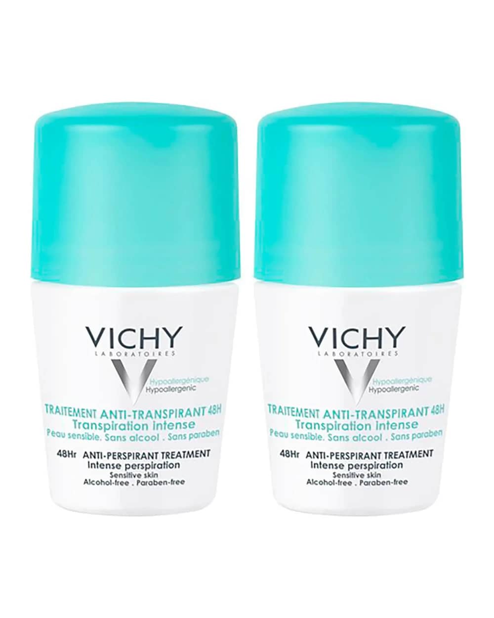 Vichy 48 Hour Intensive Antiperspirant Roll-on Deodorant for Sensitive Skin Bundle 2 x 50ml