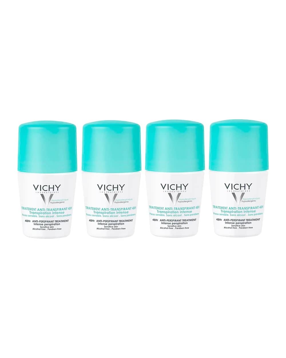 VICHY 48 Hour Intensive Anti-Perspirant Roll-on Deodorant Set for Sensitive Skin 4 x 50ml