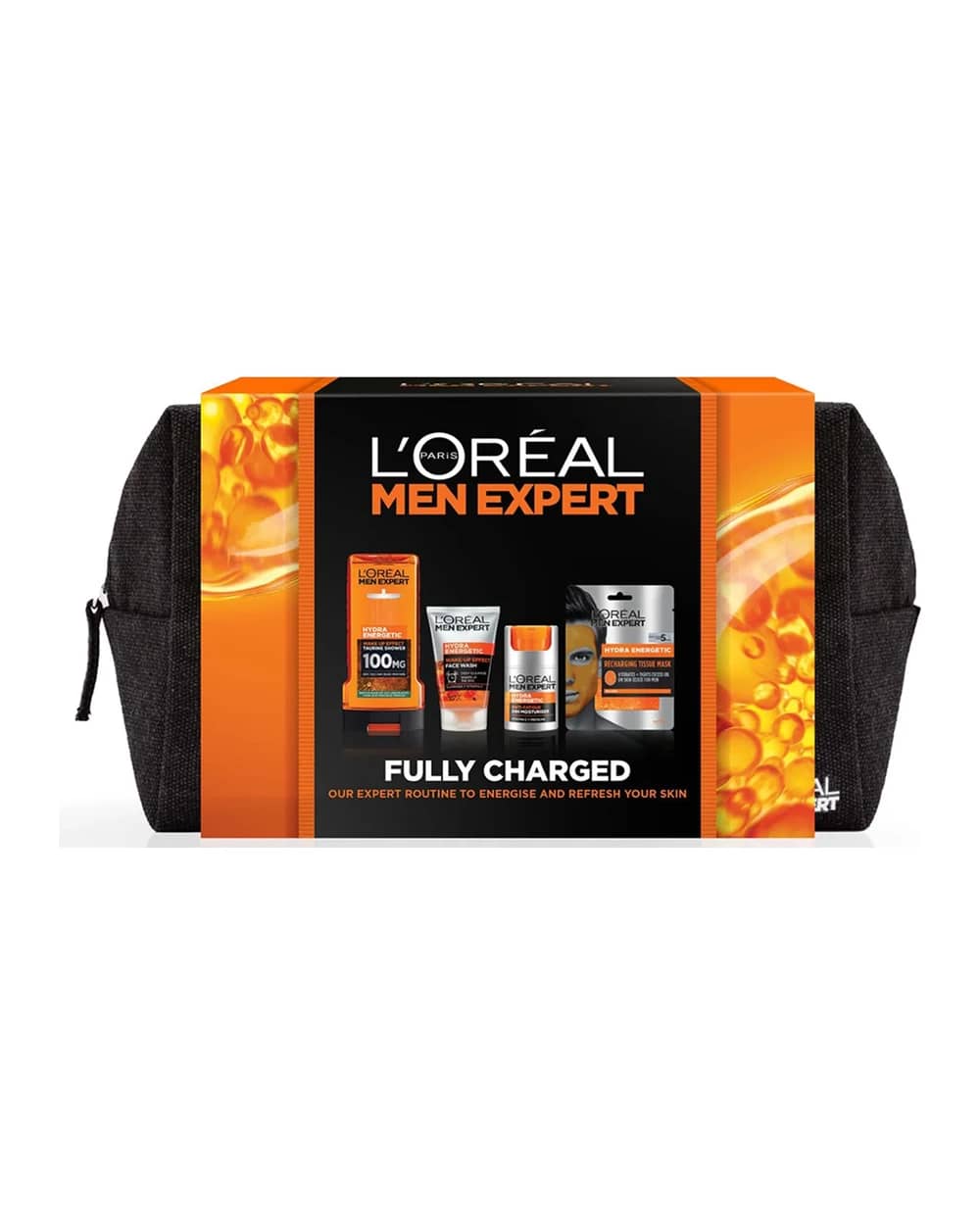Set Regalo per Lui L'Oreal Paris Men Expert Fully Charged Washbag 4 Piece