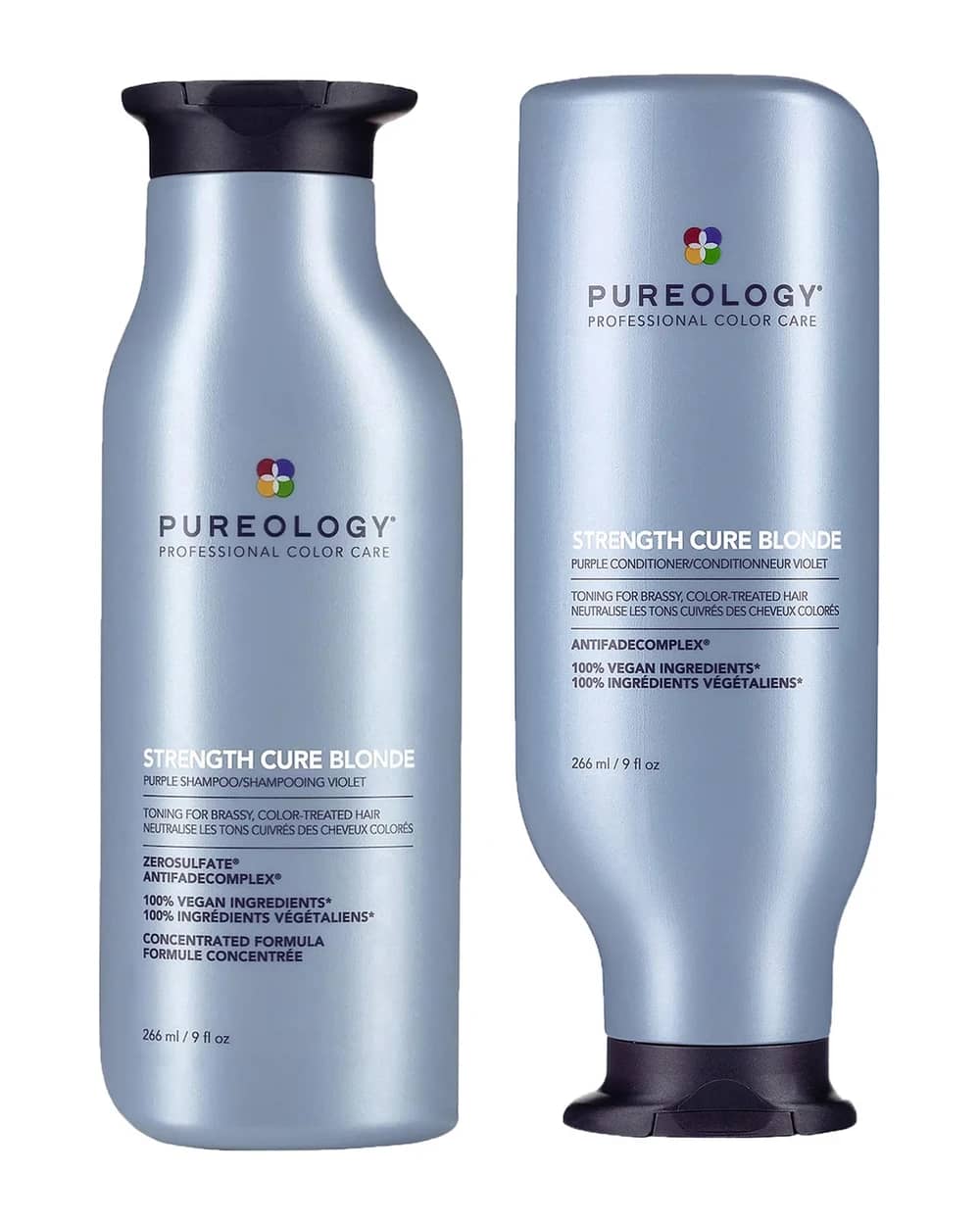 Pureology Strength Cure Blonde Shampoo and Conditioner Strengthening Bundle for Damaged, Blonde Hair with Vegan Formulas
