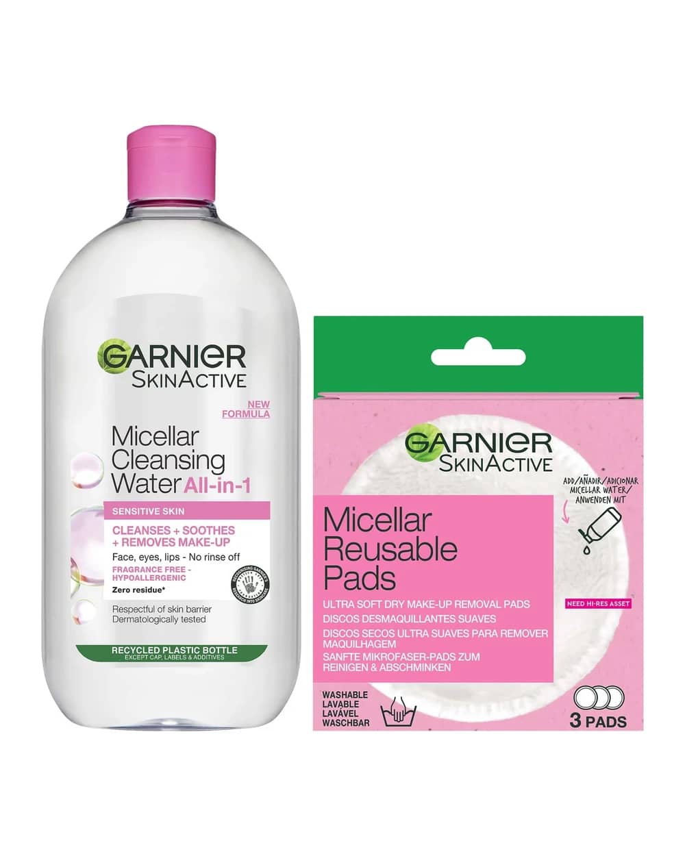 Garnier Makeup Remover Eco Pads and 700ml Micellar Water Duo Set