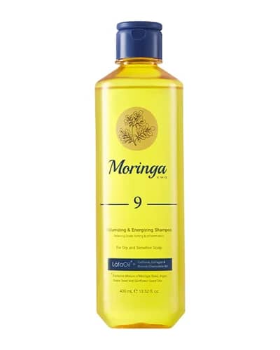 شامپو حجم دهنده و انرژی بخش پوست سر خشک و حساس 9 مورینگا 400ml