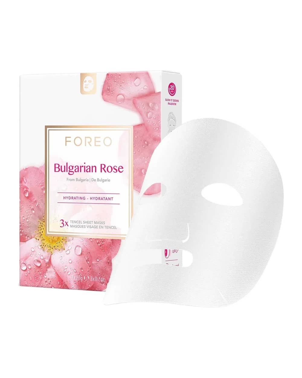 FOREO Maschera viso idratante in tessuto alla rosa bulgara (confezione da 3)