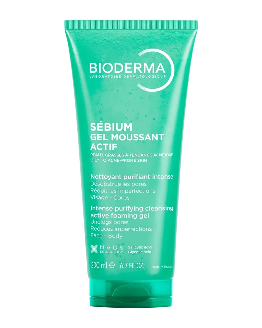 Sebium Active Intense Purifying Foaming Gel Cleanser with Salicyclic Acid & Glycolic Acid for combination, oily to Acne Prone Skin 200ml