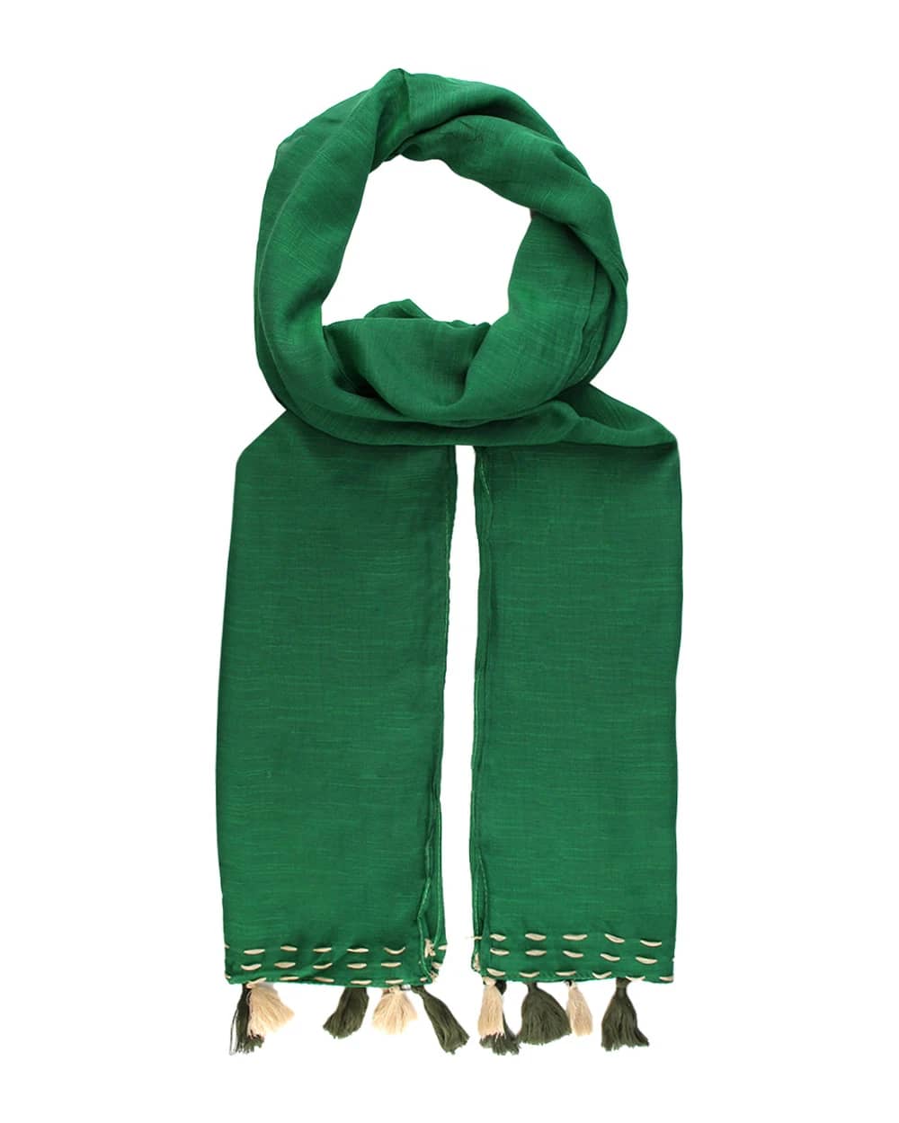شال حاشیه کوک سبز کد 47002