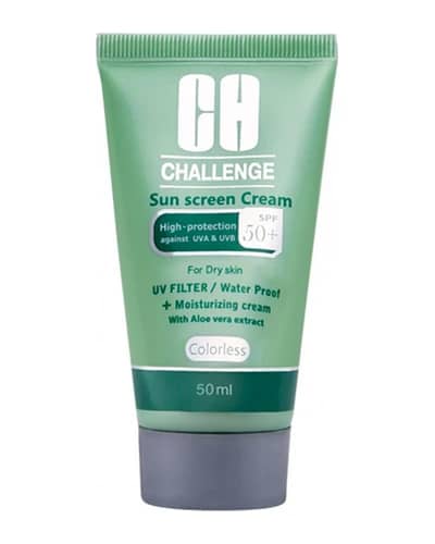 کرم ضد آفتاب بی رنگ SPF50 پوست خشک و نرمال چلنج 50ml