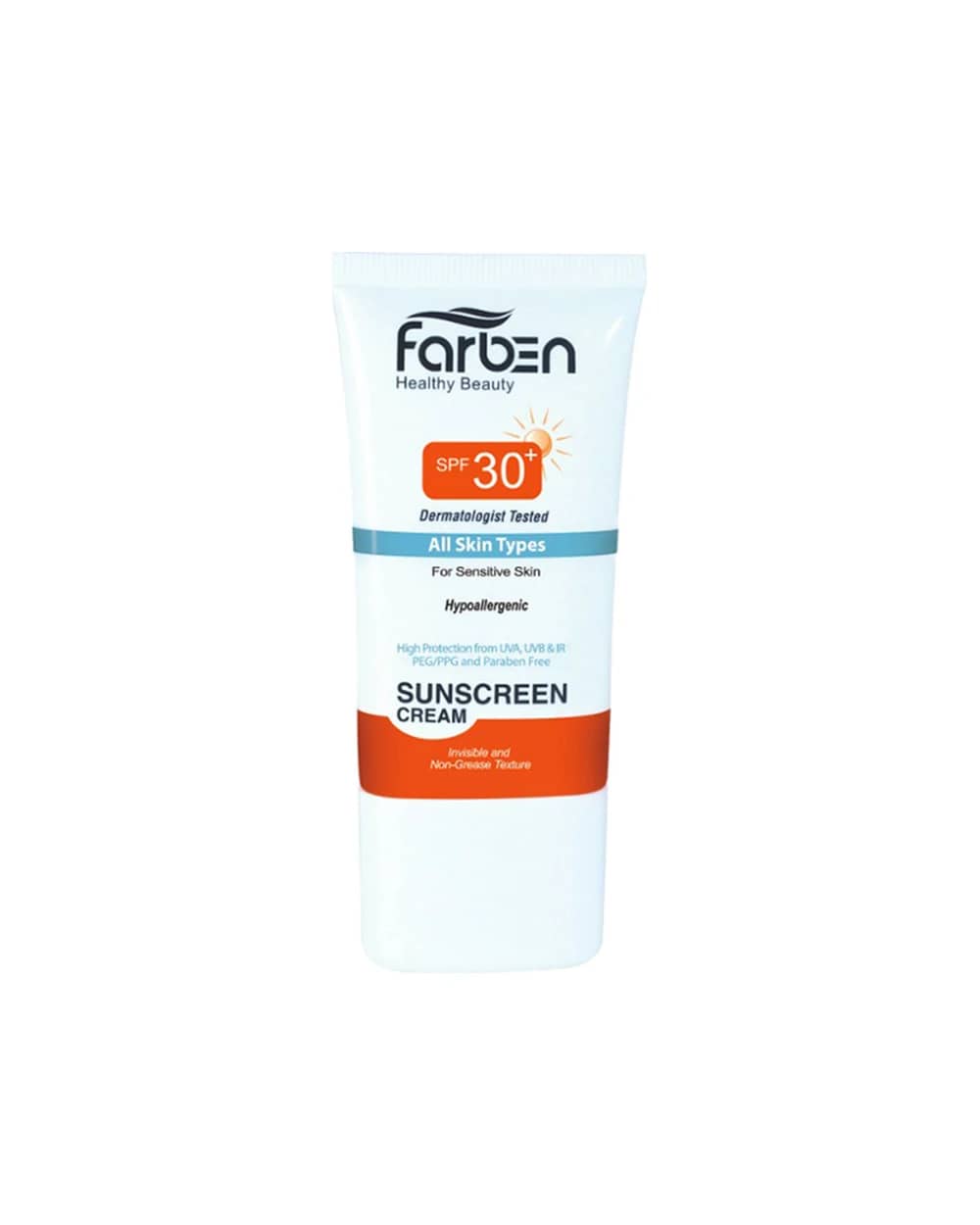ضد آفتاب بی رنگ SPF30 مناسب پوست حساس فاربن 50ml
