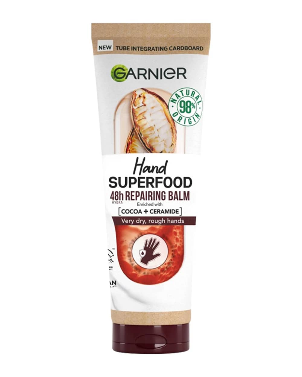 Garnier Vegan Hand Superfood, Crema Mani Riparatrice con Cacao e Ceramidi per Mani Molto Secche e Ruvide 75 ml