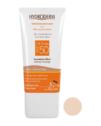 کرم ضد آفتاب رنگی هیدرودرم کرم پودری فاقد چربی SPF50