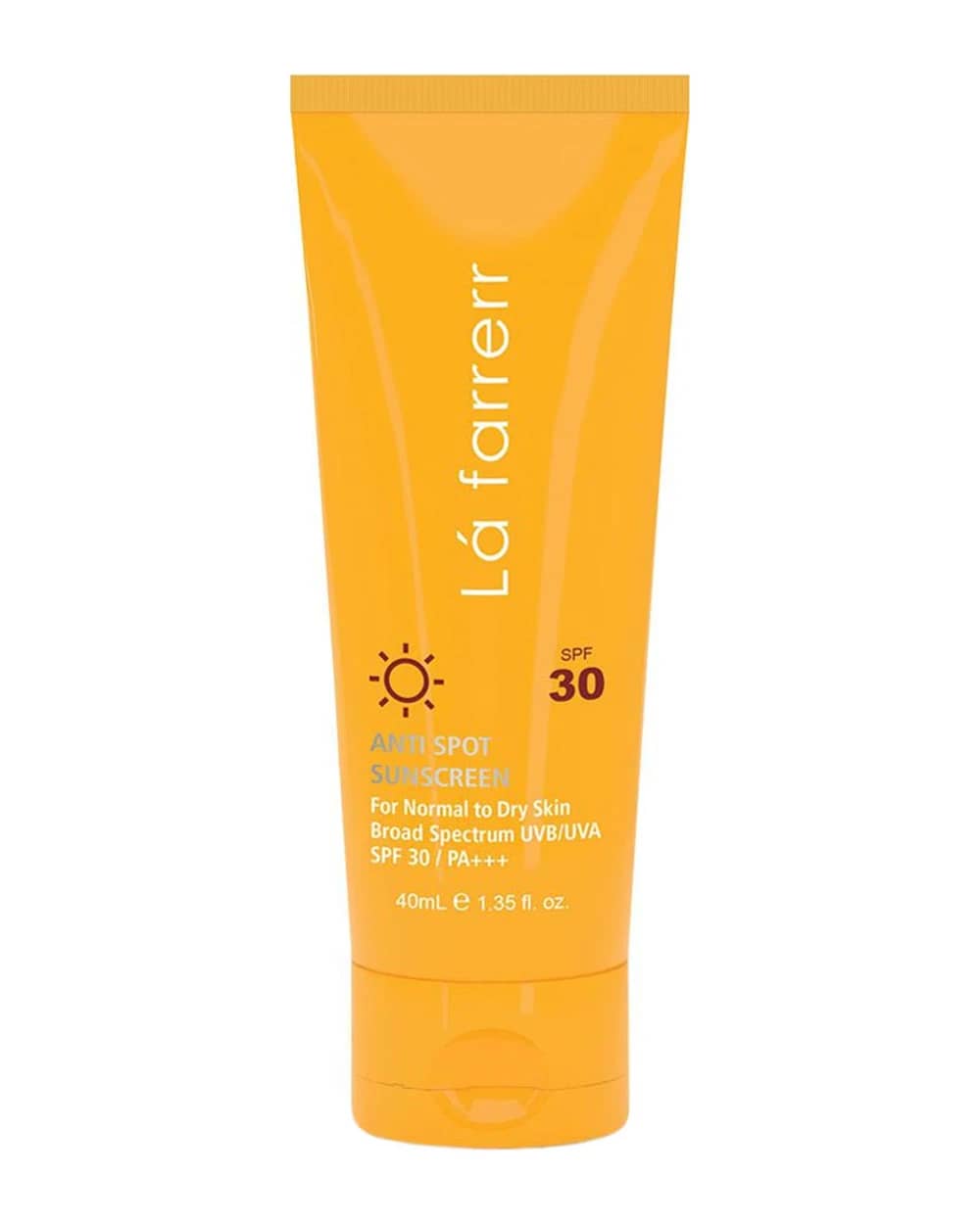 کرم ضد آفتاب و ضد لک بی رنگ پوست های خشک و معمولی SPF30 لافارر 40ml