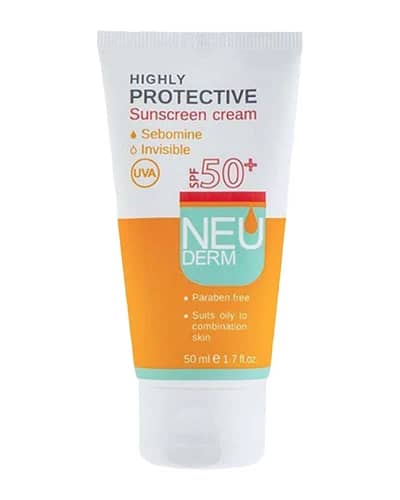 ضد آفتاب بی رنگ پوست های چرب تا مختلط Highly Protective SPF50 نئودرم 50ml
