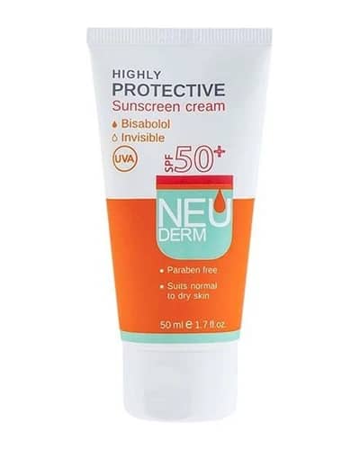 ضد آفتاب بی رنگ پوست های نرمال تا خشک Highly Protective SPF50 نئودرم 50ml