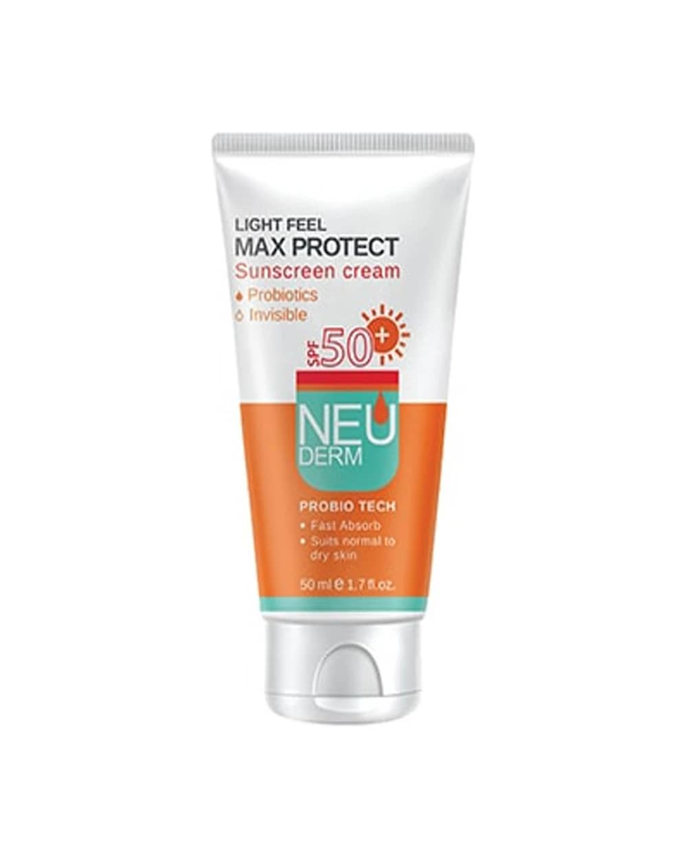 ضد آفتاب بی رنگ پوست های نرمال تا خشک Max Protect SPF50 نئودرم 50ml