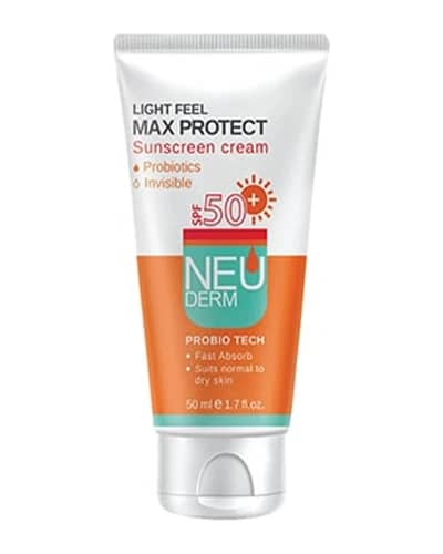 ضد آفتاب بی رنگ پوست های نرمال تا خشک Max Protect SPF50 نئودرم 50ml