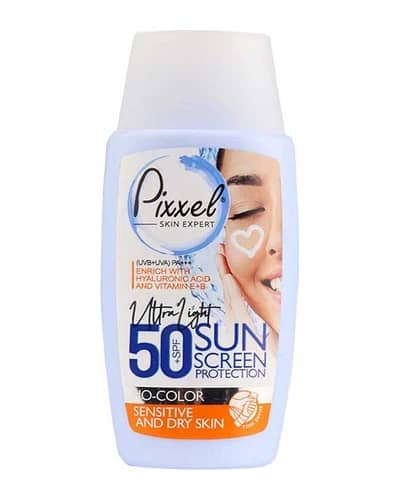 کرم ضد آفتاب بی رنگ SPF50 پوست خشک و حساس پیکسل 50ml
