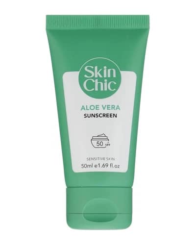 کرم ضد آفتاب اسکین شیک پوست حساس SPF50 عصاره آلوئه ورا 50ml