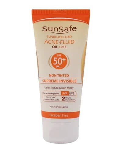 فلوئید ضد آفتاب سان سیف spf50 فاقد چربی بی رنگ 50ml