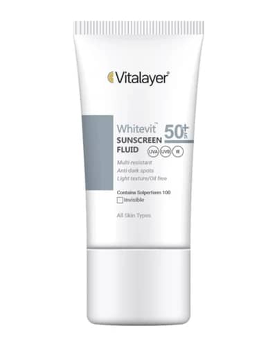 فلوئید ضد آفتاب و ضد لک بی رنگ Whitevit SPF50 ویتالیر 50ml