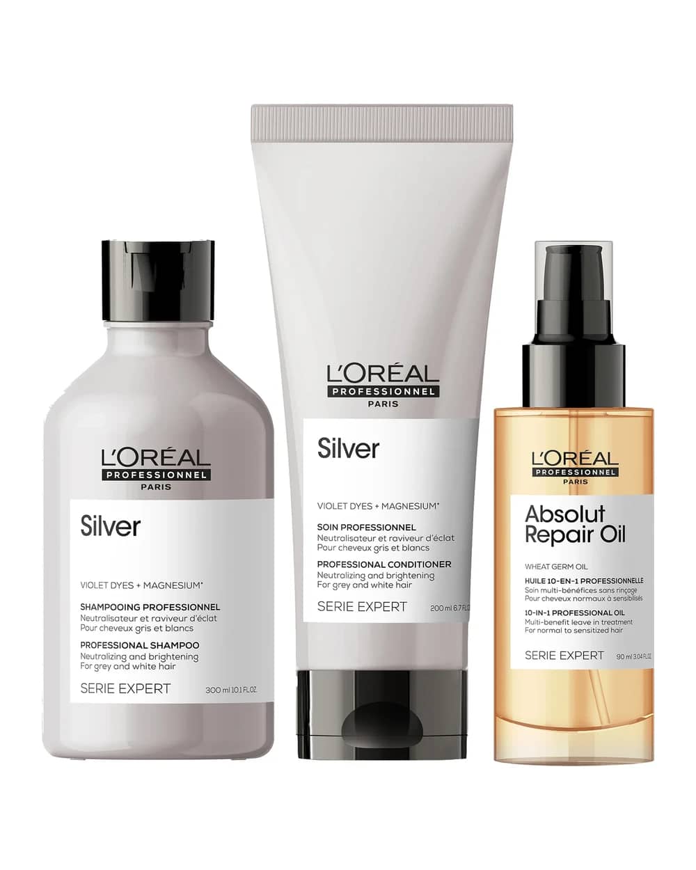 L'Oréal Professionnel Silver Shampoo, Conditioner and Oil Trio