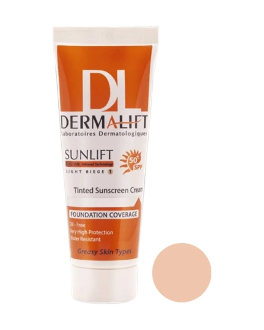 کرم ضد آفتاب رنگی درمالیفت SPF50 پوست چرب
