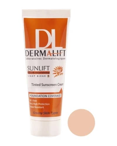 کرم ضد آفتاب رنگی درمالیفت SPF50 پوست چرب