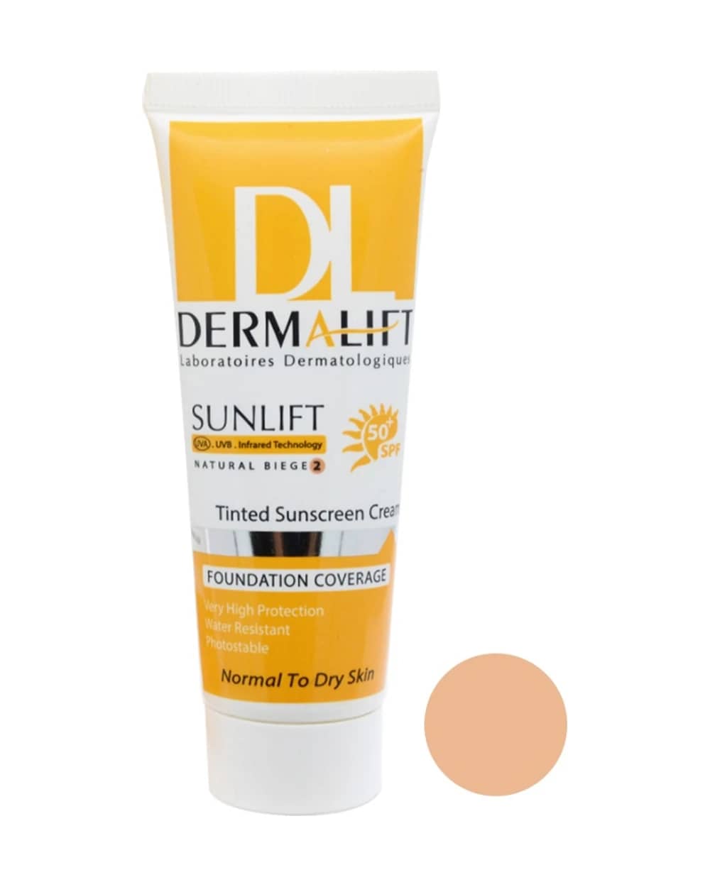 کرم ضد آفتاب رنگی درمالیفت SPF50 پوست معمولی و خشک