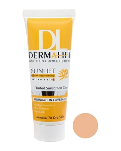 کرم ضد آفتاب رنگی درمالیفت SPF50 پوست معمولی و خشک